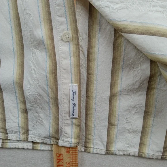 Tommy Bahama Mens Silk Blend Striped Long Sleeve Dress Shirt FLAW - Size XL - Picture 16 of 16